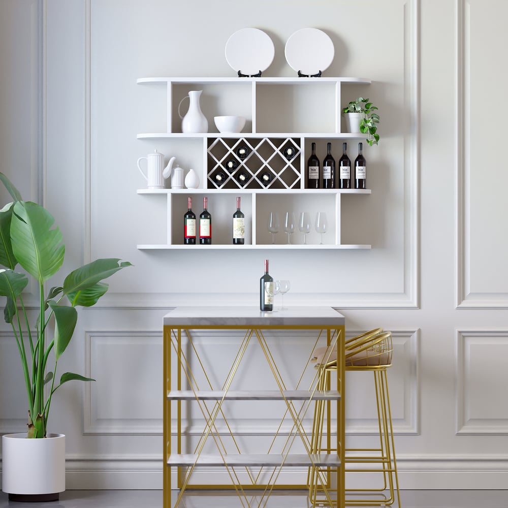 Pytania i odpowiedzi dla Współczesny stojak na wino naścienny w kolorze białym