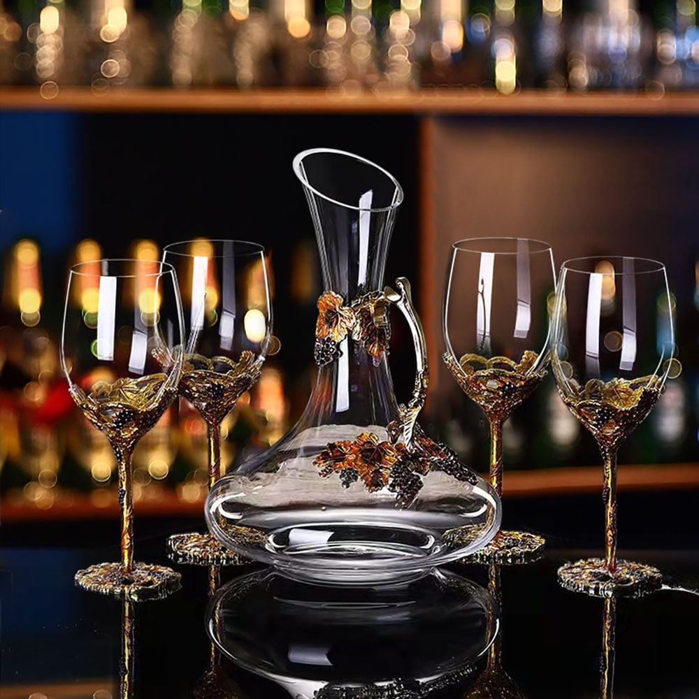 Preguntas y Respuestas para Juego de copas de vino tinto de 5 piezas, exquisito decantador vintage