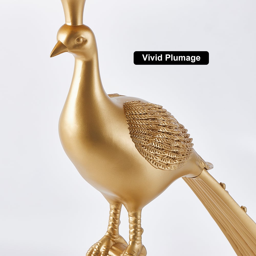 Peacock Figurine Art Deco Gold Side Table with Tray Top highlight image