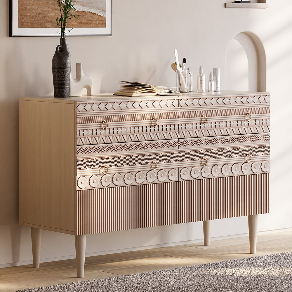 Customer Reviews for 47"W Boho Accent Dresser & Chest 6 Drawer Storage Cabinet