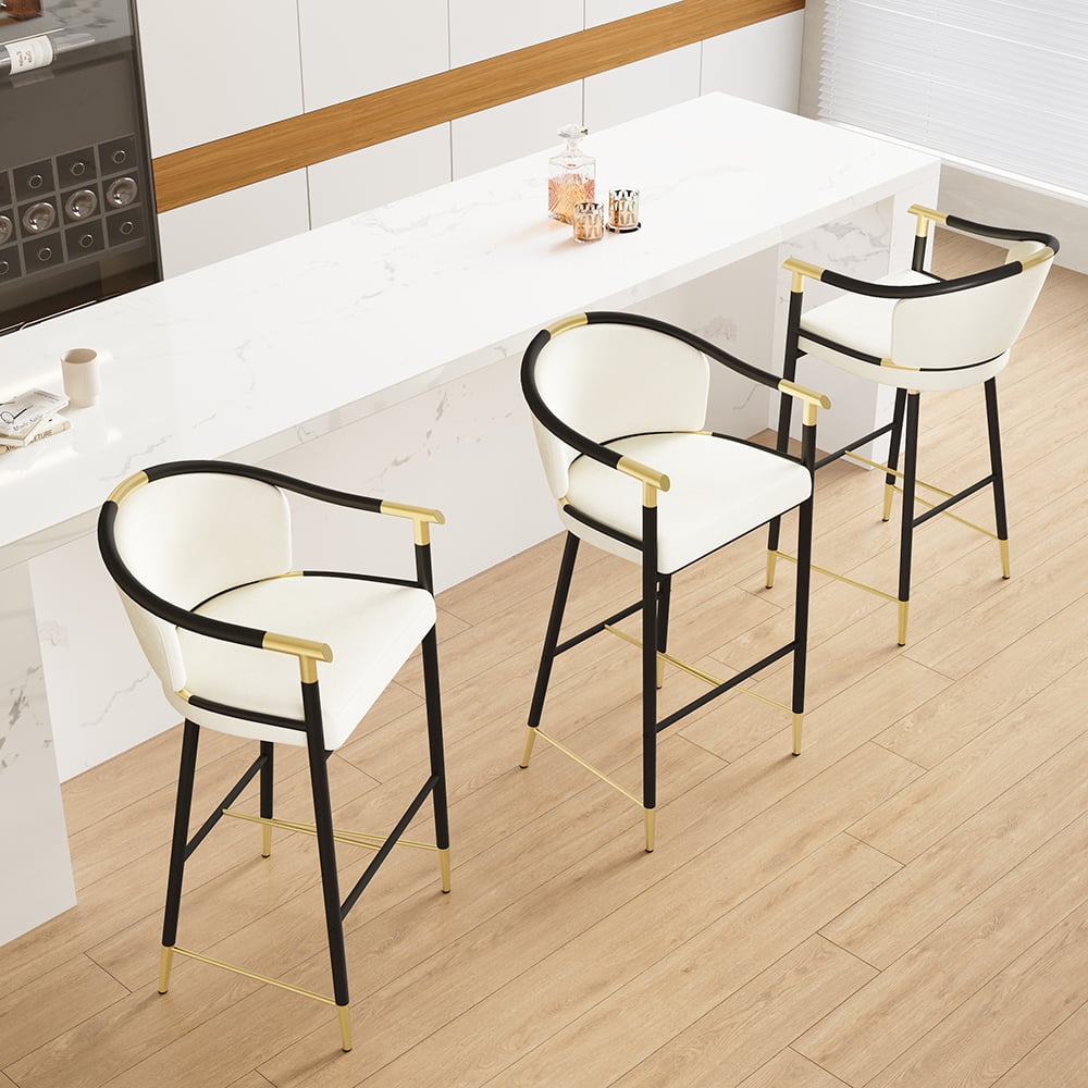 Questions and Answers for Craines Bar Height Bar Stool with Arms in Beige Upholstery Velvet