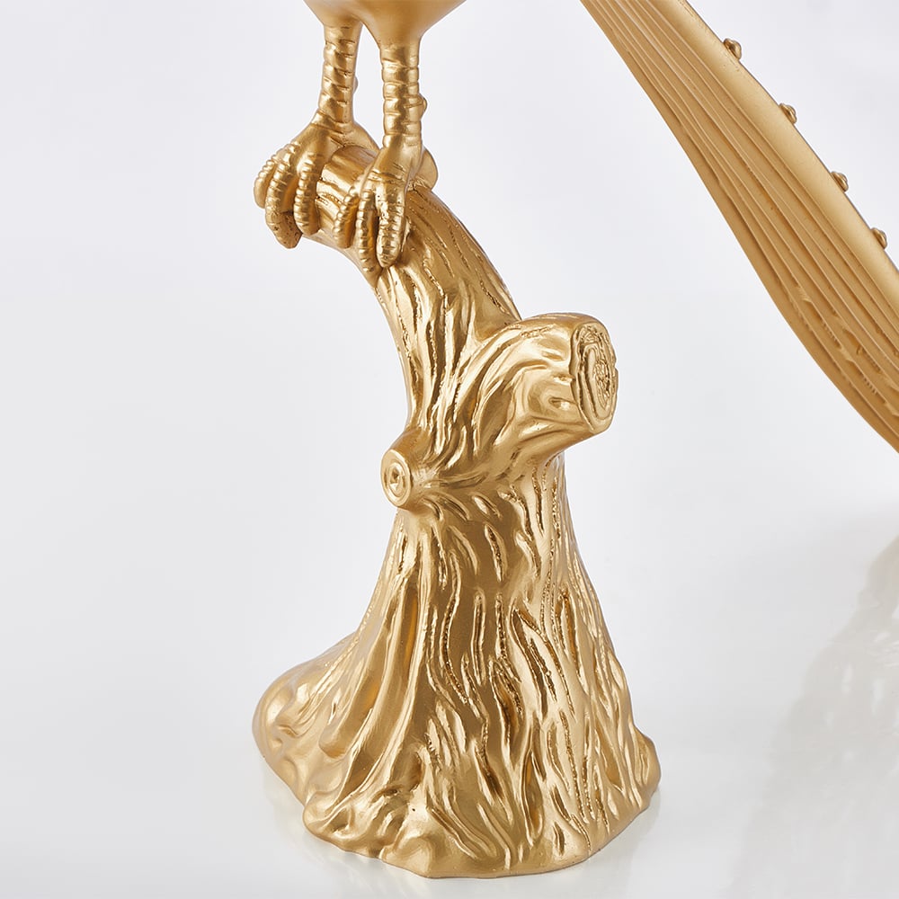 Peacock Figurine Art Deco Gold Side Table with Tray Top highlight image