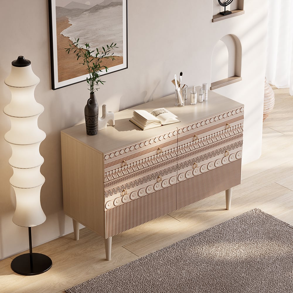 Customer Reviews for 47"W Boho Accent Dresser & Chest 6 Drawer Storage Cabinet