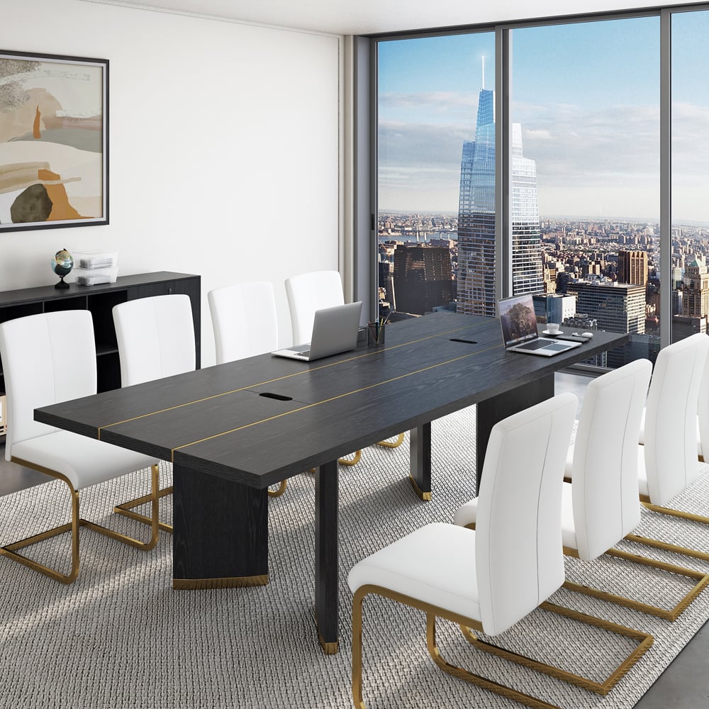 Questions and Answers for 2400mm Modern Black Long Meeting Conference Table Rectangle Table Cable Management