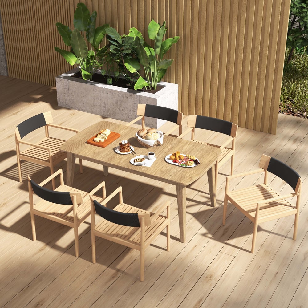 Customer Reviews for Modern Wood Outdoor Patio Dining Chair Armchair in Natural (Set of 2）