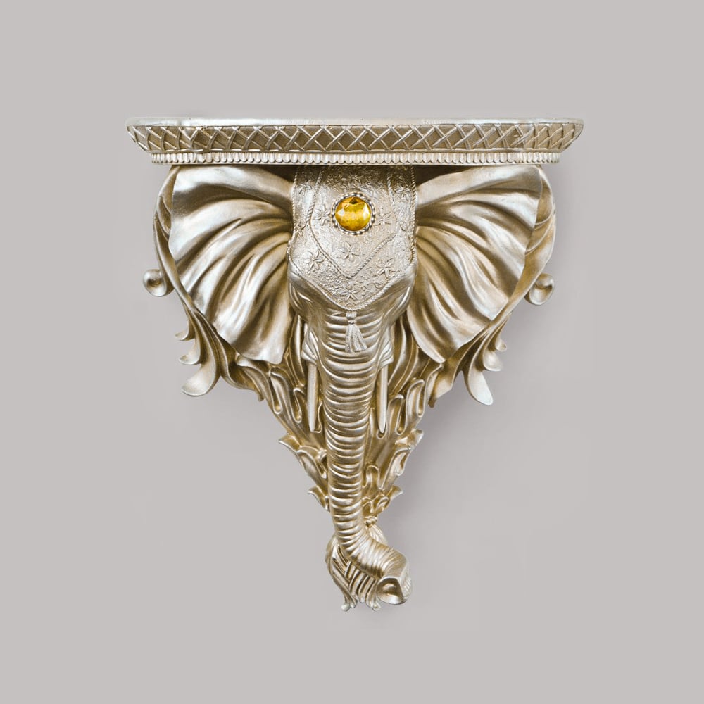 Questions et Réponses pour Étagères murales traditionnelles en résine dorée 3D en forme d'éléphant Étagère murale flottante