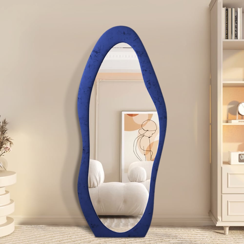 Otázky a odpovědi pro 63,4 „moderní velké dřevěné podlahové zrcadlo po celé délce s nepravidelným sametovým rámem v modré barvě