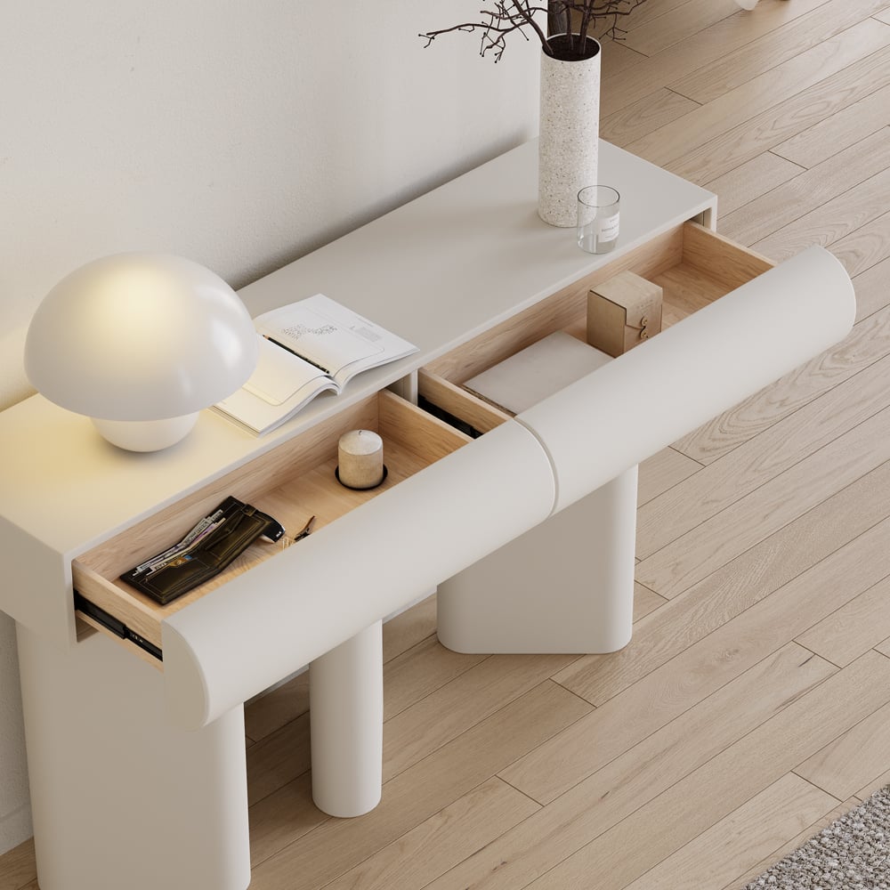 Humply 48" Modern Faux Leather Console Table with Storage Entryway Table window image