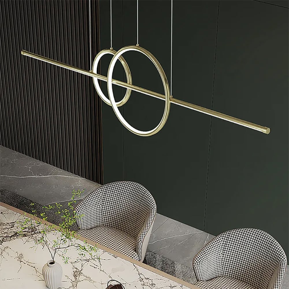 Avaliações de clientes sobre Lâmpada LED linear de ilha de cozinha moderna minimalista em ouro, altura ajustável