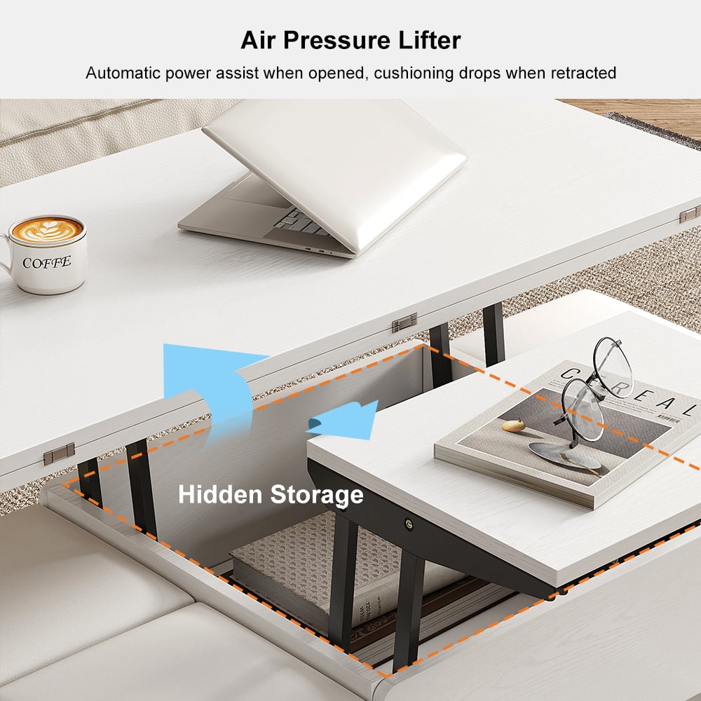 Otázky a odpovědi pro Moderní bílý multifunkční konferenční stolek se zvedací deskou, 4 stoličkami a kolečky