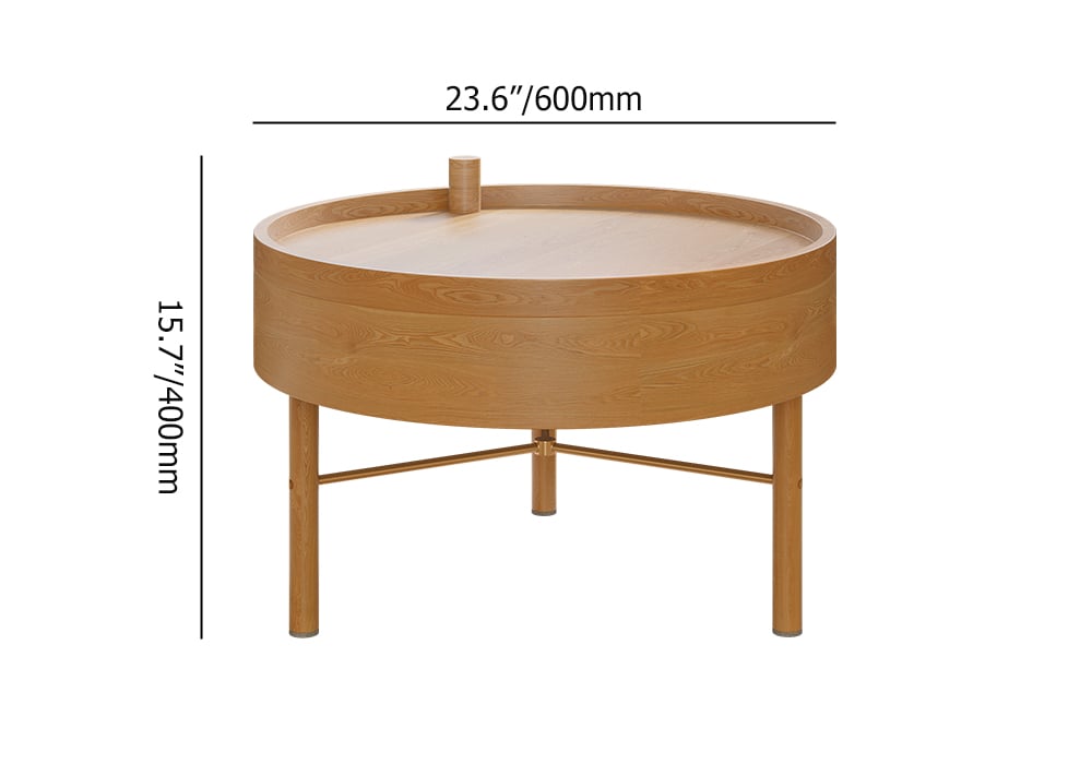 Kostenloser Versand für Moderner runder drehbarer Couchtisch aus Holz mit Stauraum & Metallbeinen in Natur｜Homary  DE