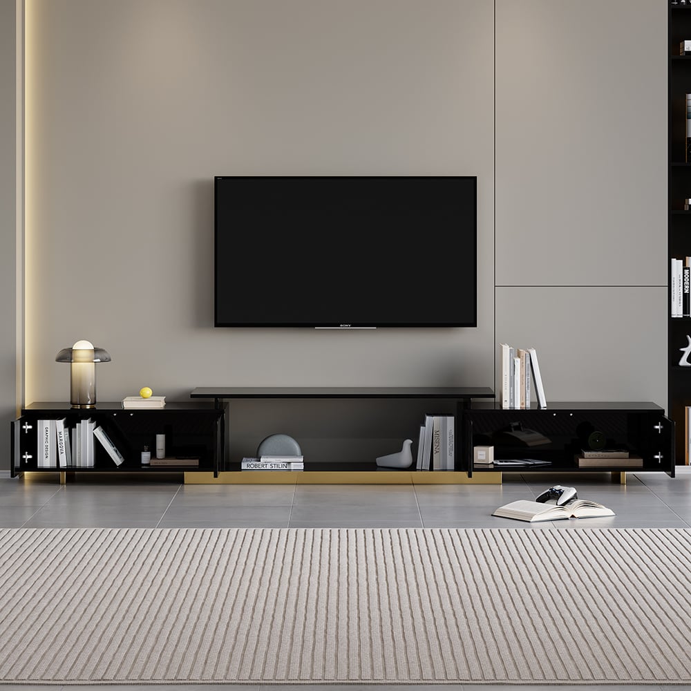 Avis Clients sur Meuble TV moderne avec 2 tiroirs, extensible de 1600 mm à 2400 mm