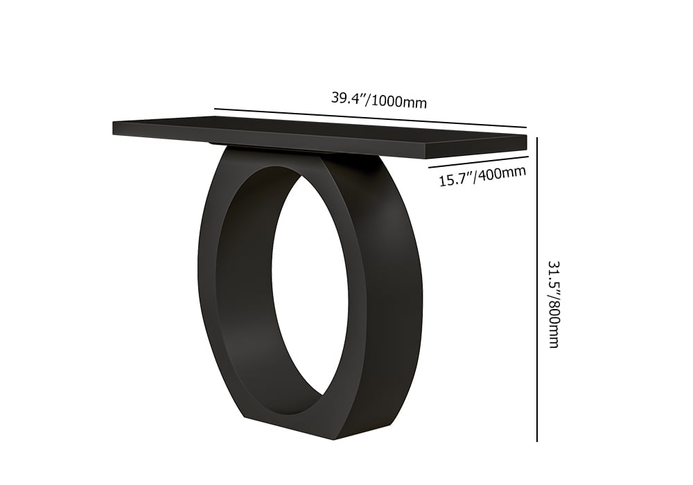 39.4" Modern Black Console Table with Circle Base Rectangular Entryway Table weights dimensions image