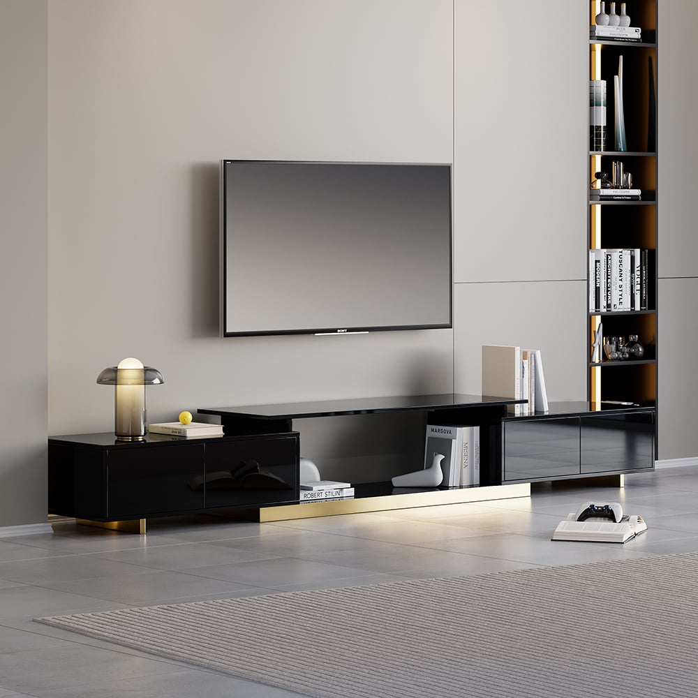 Avis Clients sur Meuble TV moderne avec 2 tiroirs, extensible de 1600 mm à 2400 mm