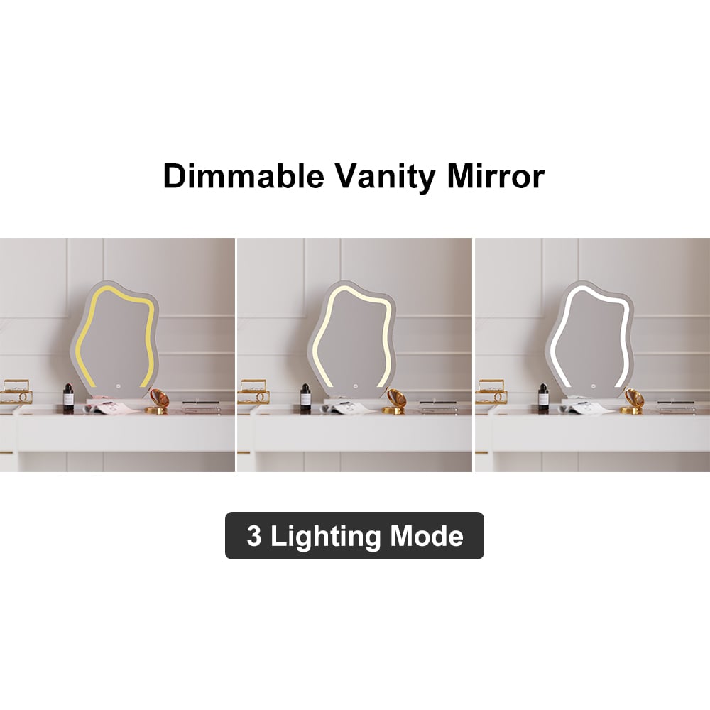 LED Mirror Makeup Vanity Set with 2 Smart Nightstands window image