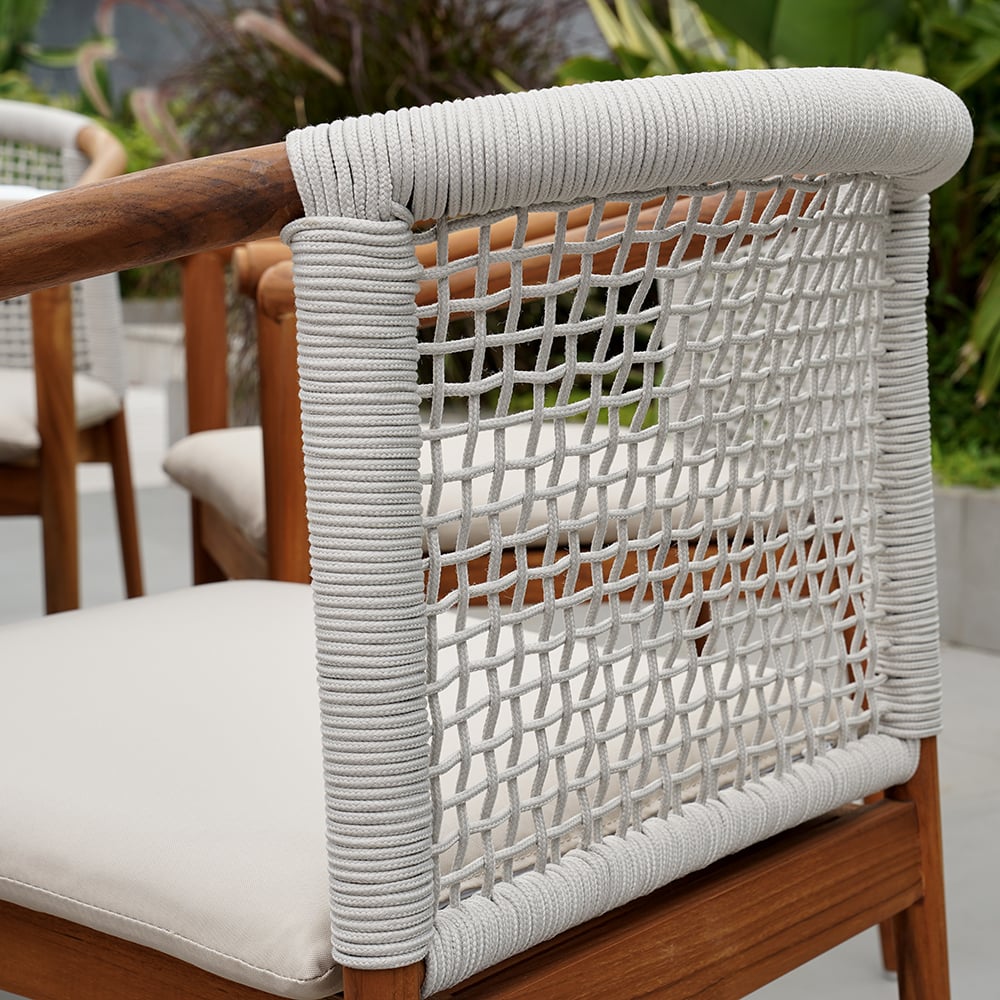 Avaliações de clientes sobre Conjunto de jantar ao ar livre de teca de 7 peças Mesa de jantar redonda de madeira com 6 cadeiras em natural