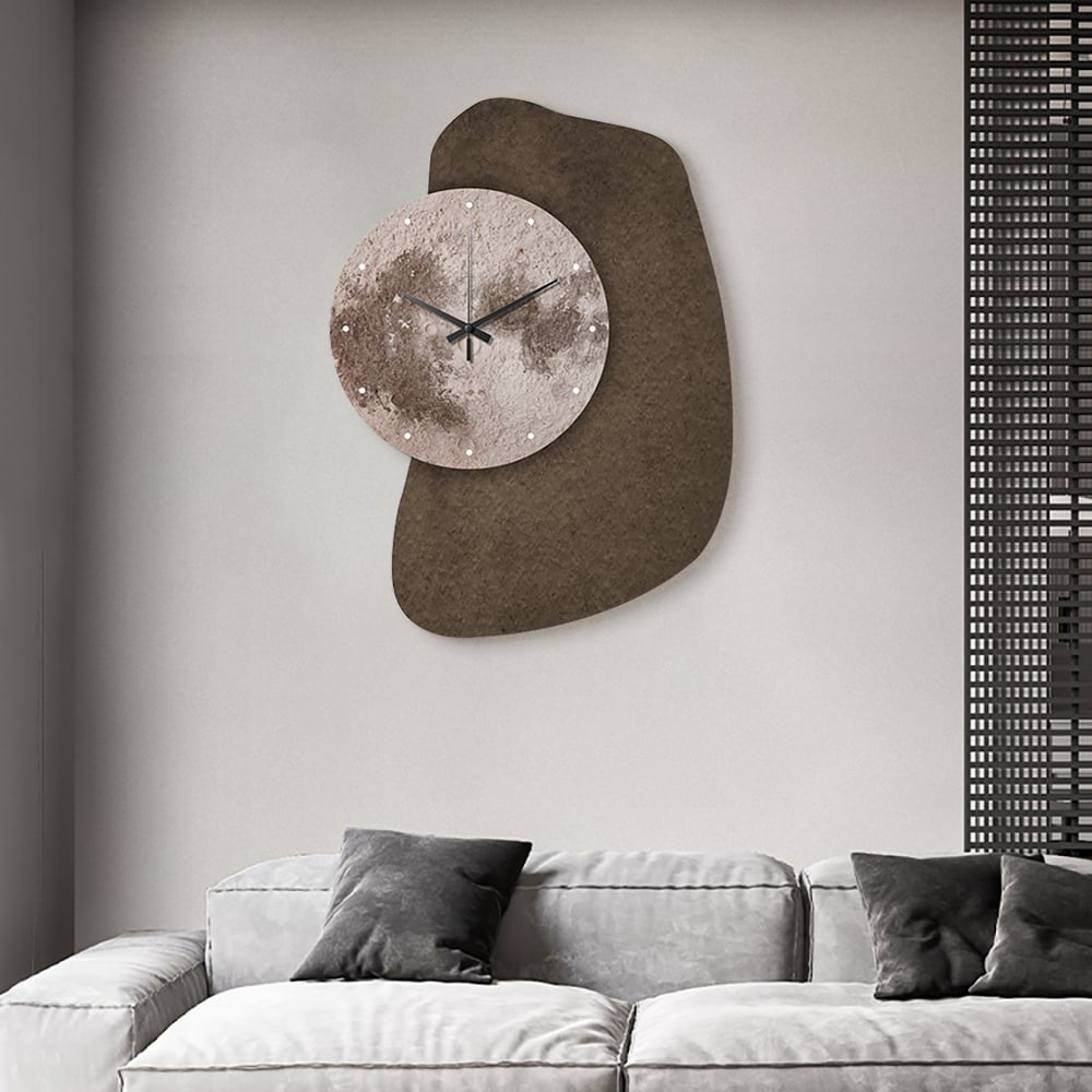 Questions and Answers for 23.6" Unique Abstract Geometric Moon Wall Clock 3D Japandi Decor Art Living Room Bedroom