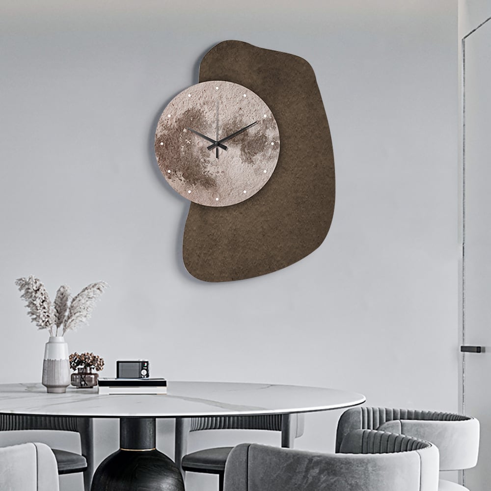 Questions and Answers for 23.6" Unique Abstract Geometric Moon Wall Clock 3D Japandi Decor Art Living Room Bedroom