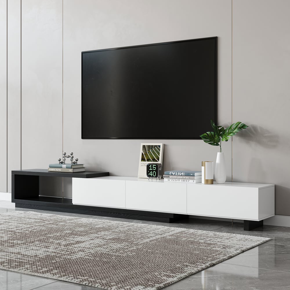 Questions and Answers for Quoint Extendable TV Stand with 3 Drawers(1790mm-2550mm)