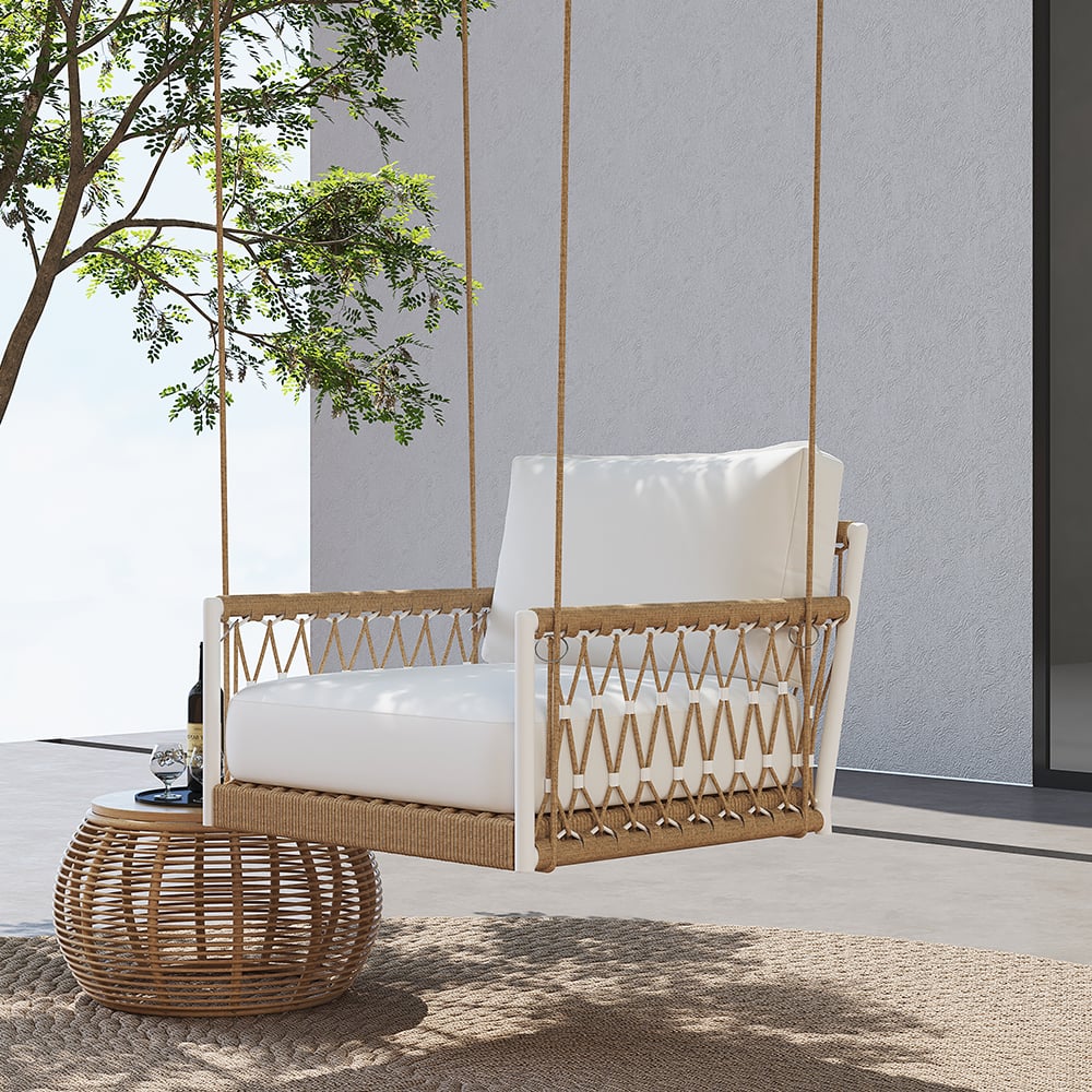 Oceny klientów dla Ropipe: 1-os. aluminiowa sofa ogrodowa huśtawka, plecionka sznurkowa, biały