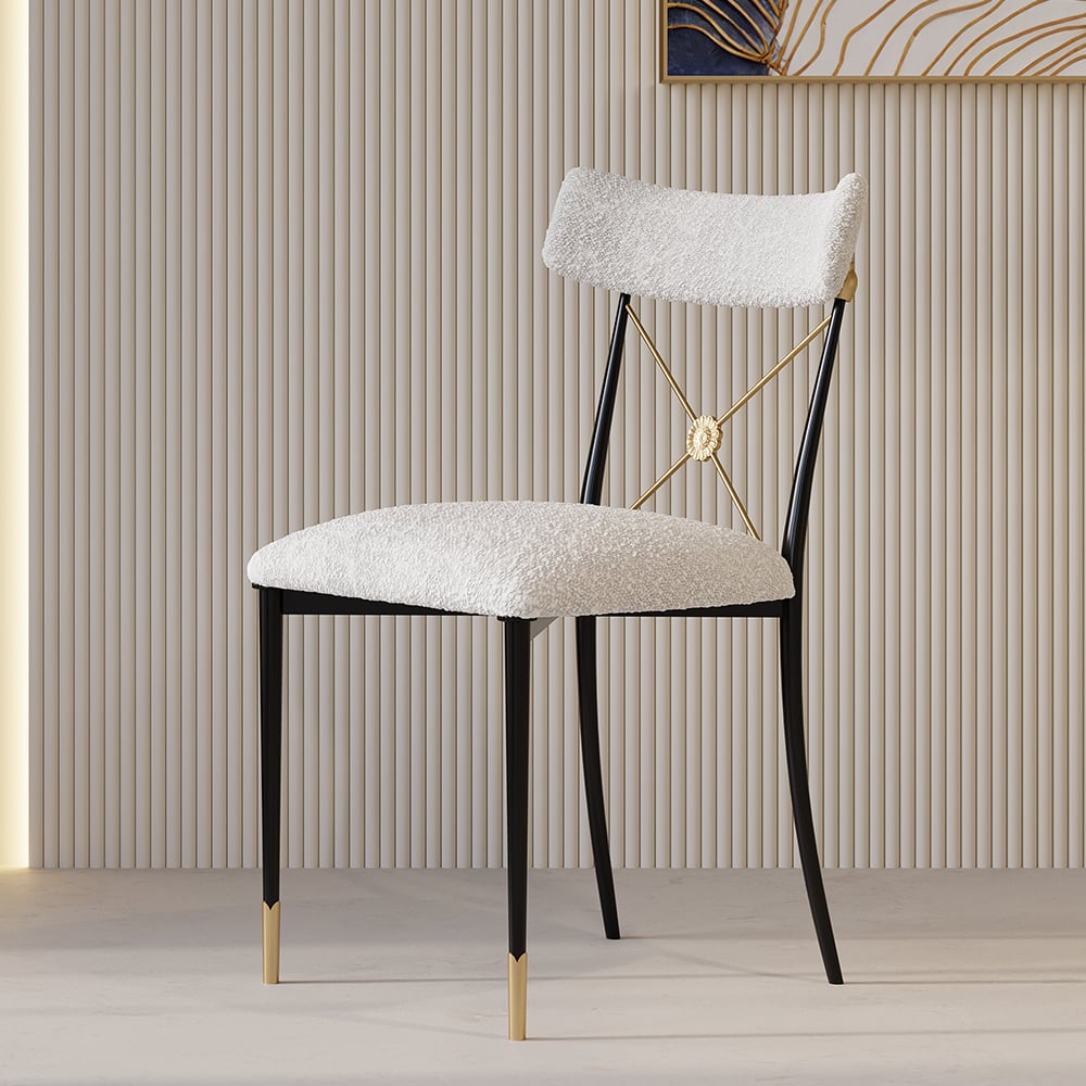 Avis Clients sur Chaise de salle à manger White Boucle Chaise latérale incurvée rembourrée à dossier croisé