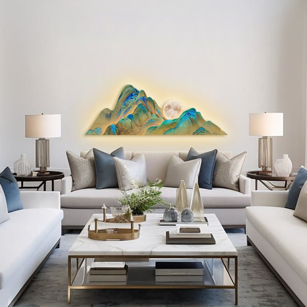 Oceny klientów dla 39,4 „Kreatywna dekoracja ścienna LED o nieregularnym oświetleniu górskim Abstrakcyjny wystrój salonu