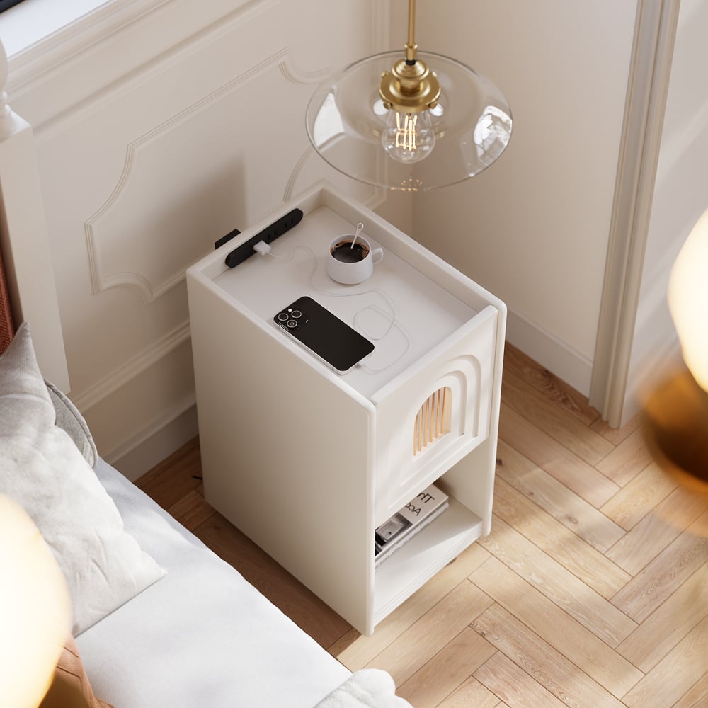 Customer Reviews for Mid-Century Modern White Narrow Smart Nightstand