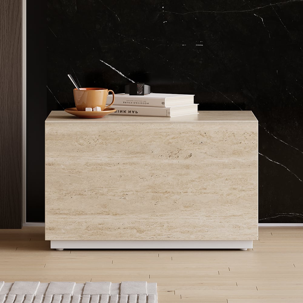 Customer Reviews for Modern 23"W Faux Travertine Nightstand 1 Drawer Bedside Table Set of 2