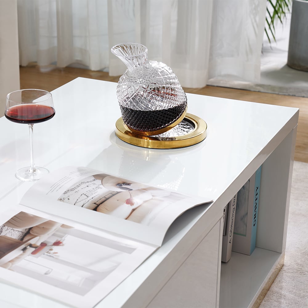 Questions et Réponses pour Table basse rectangulaire Mordel extensible et brillante (99,06 cm - 180,34 cm)