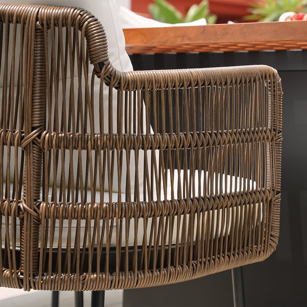 Customer Reviews for 9-piece Teak and Synthetic Rattan Garden Dining Set with 8 Chairs