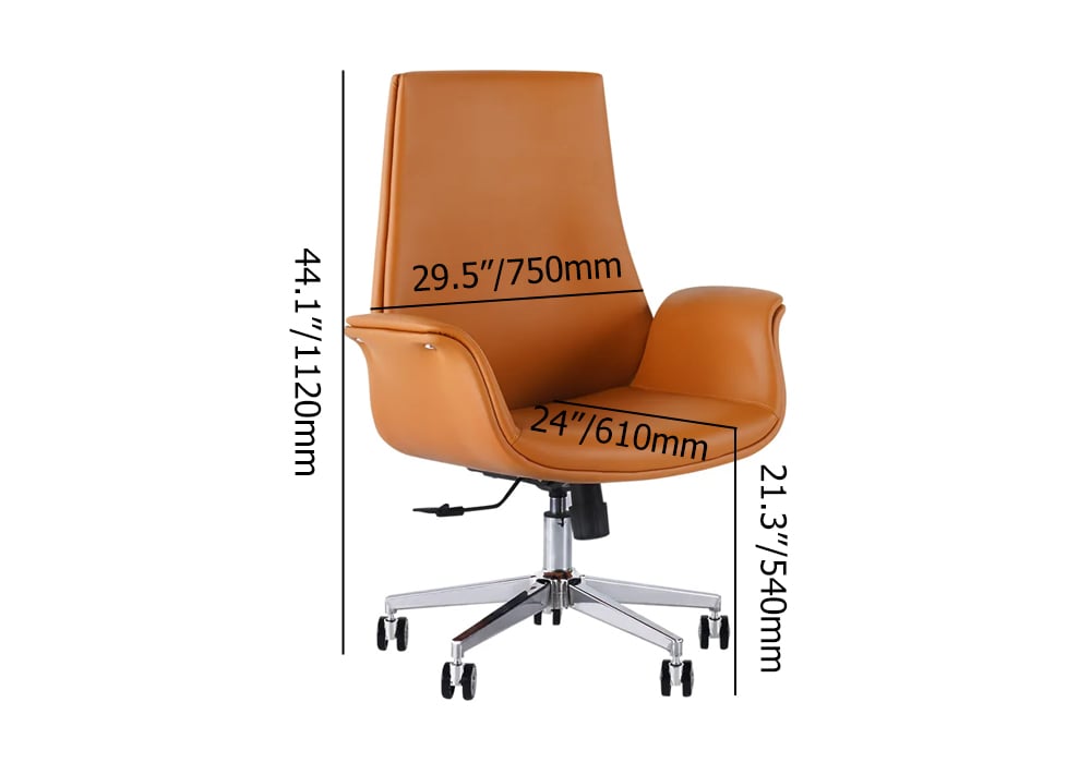 Orange Office Chair for Desk Upholstered PU Leather Swivel Task Chair weights dimensions image