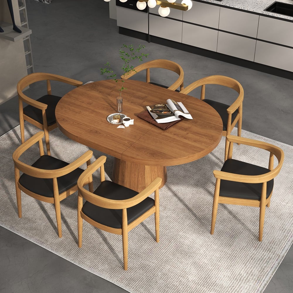 Recensioni dei clienti per Set di 4 sedie da pranzo moderne in legno di noce con rivestimento in pelle PU nera