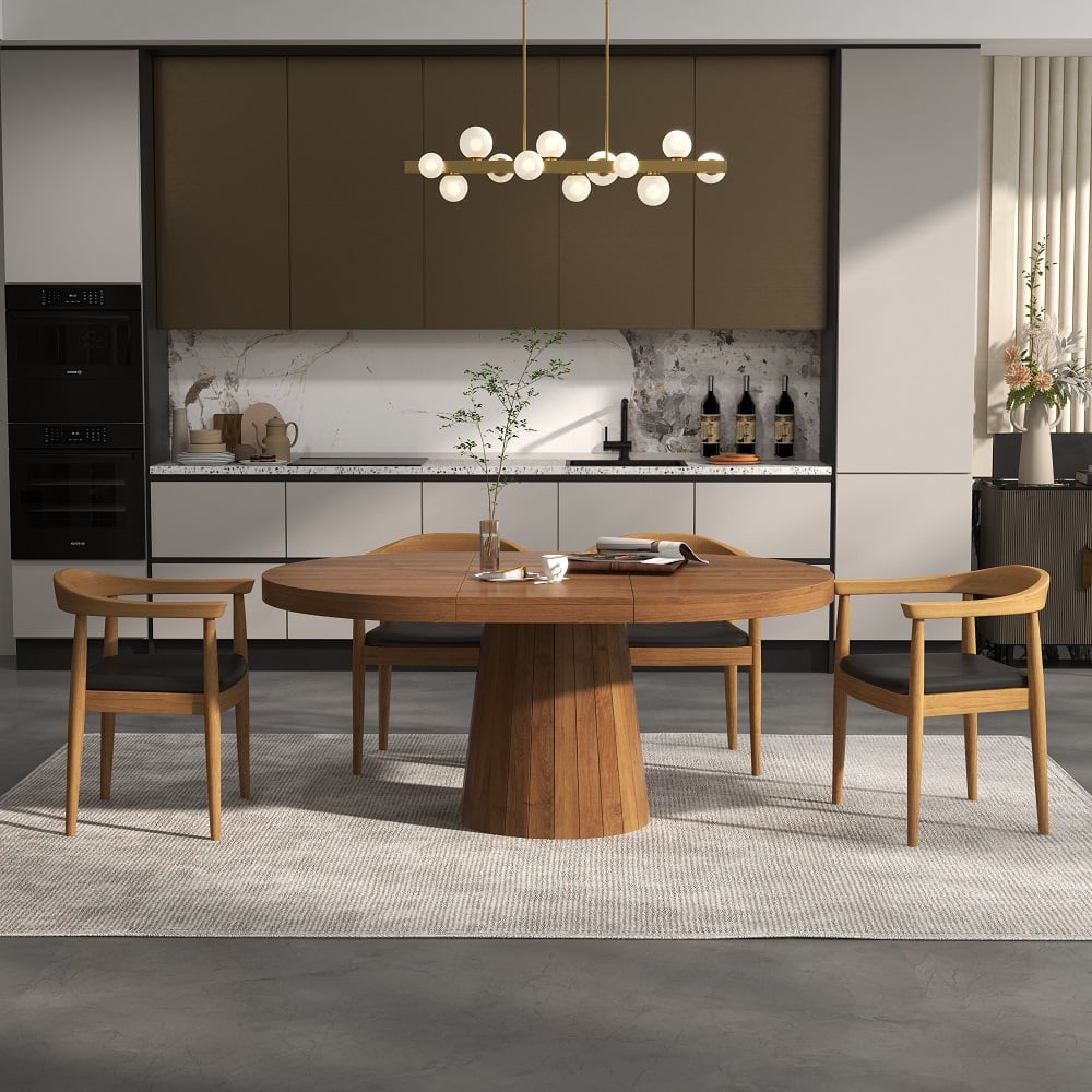 Recensioni dei clienti per Set di 4 sedie da pranzo moderne in legno di noce con rivestimento in pelle PU nera