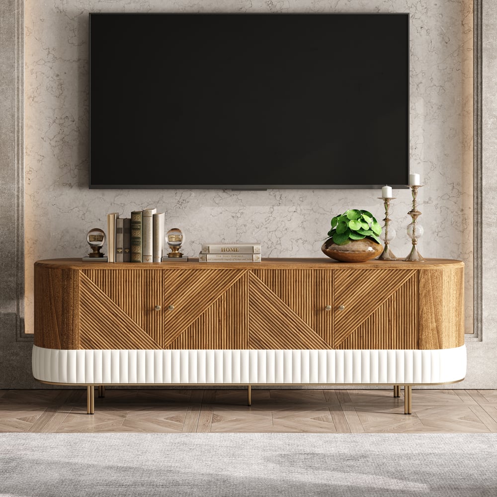 Domande e risposte per Wovent Mid-Century, mobile TV alto, moderno, in legno di noce, con vano portaoggetti per TV da 80 pollici