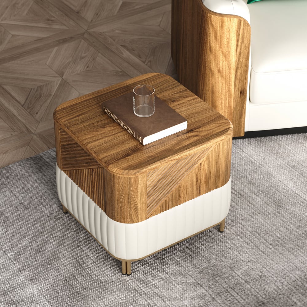 Customer Reviews for Wovent Mid-Century Square Modern Walnut Wood Narrow Side Table with Storage Nightstand
