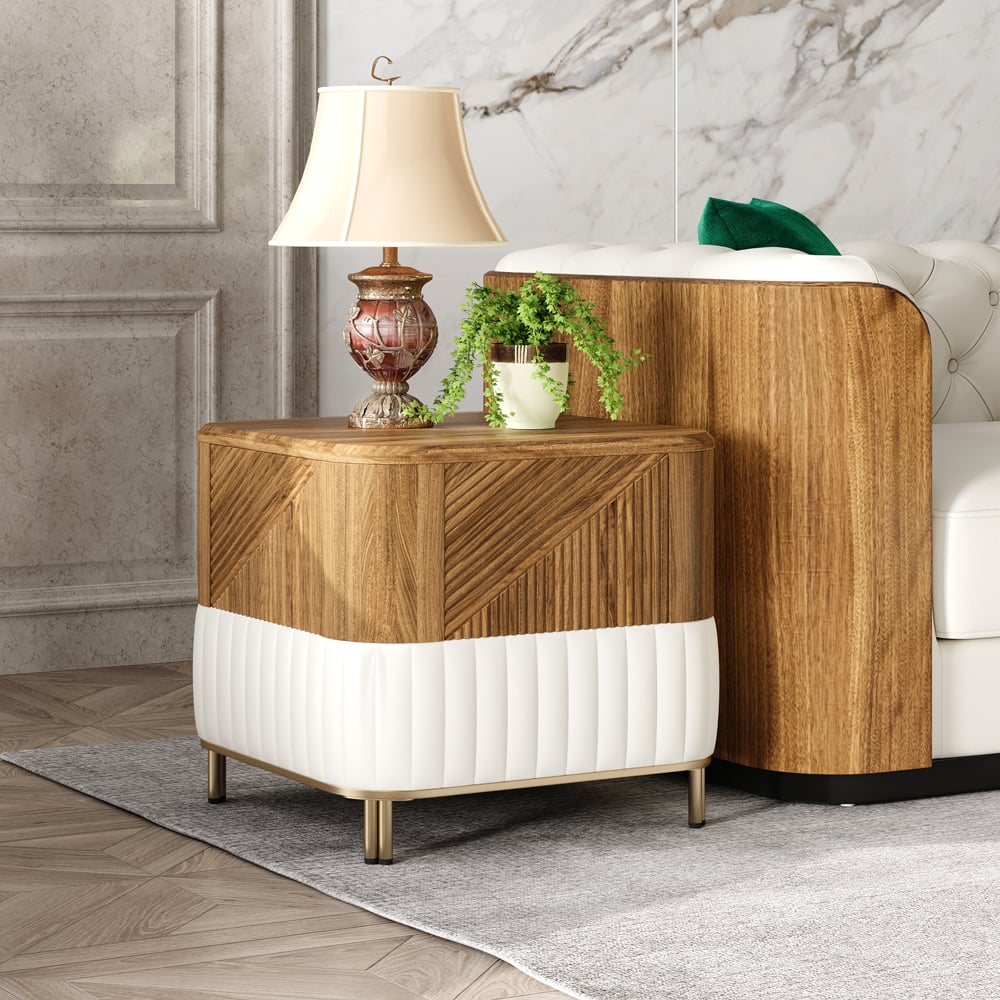 Customer Reviews for Wovent Mid-Century Square Modern Walnut Wood Narrow Side Table with Storage Nightstand