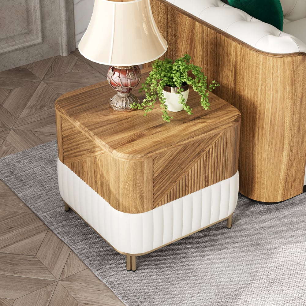 Customer Reviews for Wovent Mid-Century Square Modern Walnut Wood Narrow Side Table with Storage Nightstand