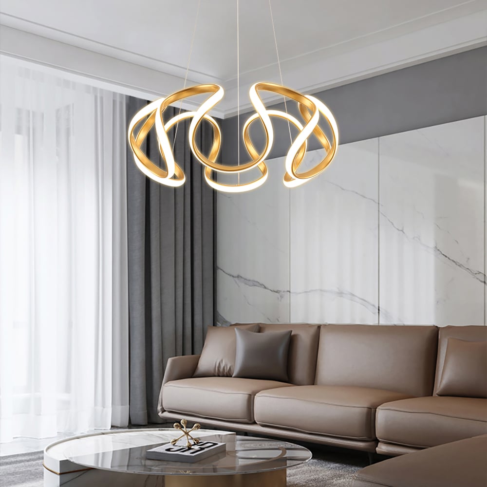 Customer Reviews for Rola Minimalist Gold LED Unique Geometric Chandelier Haning Pendant Light 