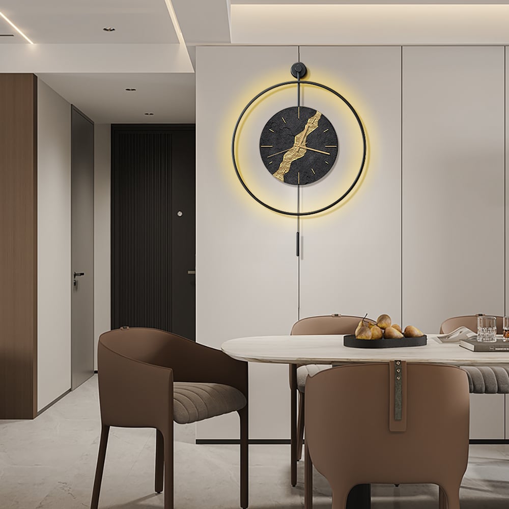 Customer Reviews for Black & Gold LED Light Pendulum Wall Clock Metal Wall Art Silent Wall Clock