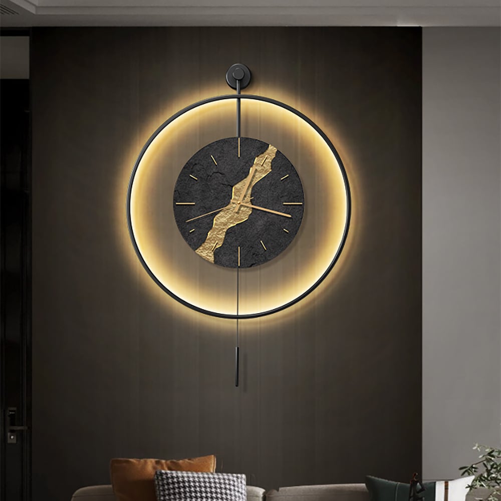 Customer Reviews for Black & Gold LED Light Pendulum Wall Clock Metal Wall Art Silent Wall Clock