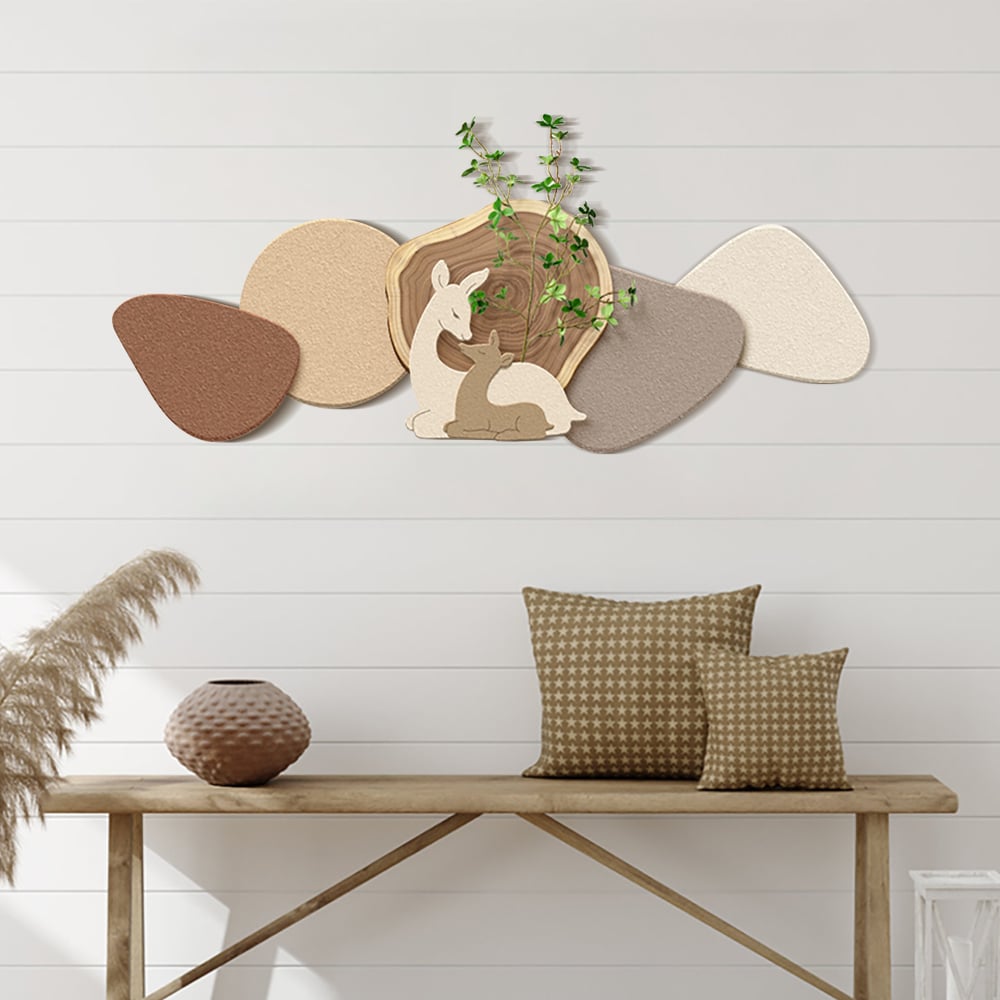 Hodnocení zákazníků pro položku Japandi Deer 3D nástěnná dekorativní malba Kreativní výzdoba obývacího pokoje s umělými rostlinami