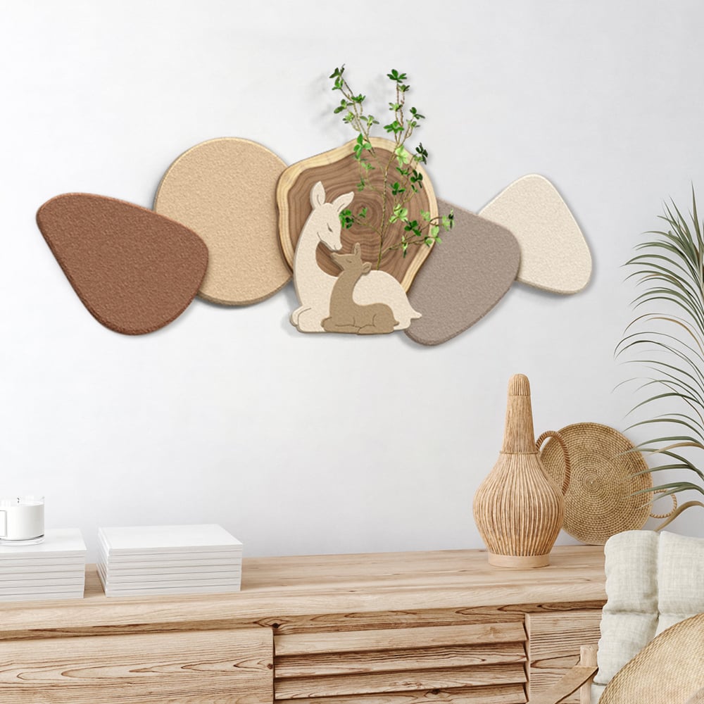 Hodnocení zákazníků pro položku Japandi Deer 3D nástěnná dekorativní malba Kreativní výzdoba obývacího pokoje s umělými rostlinami