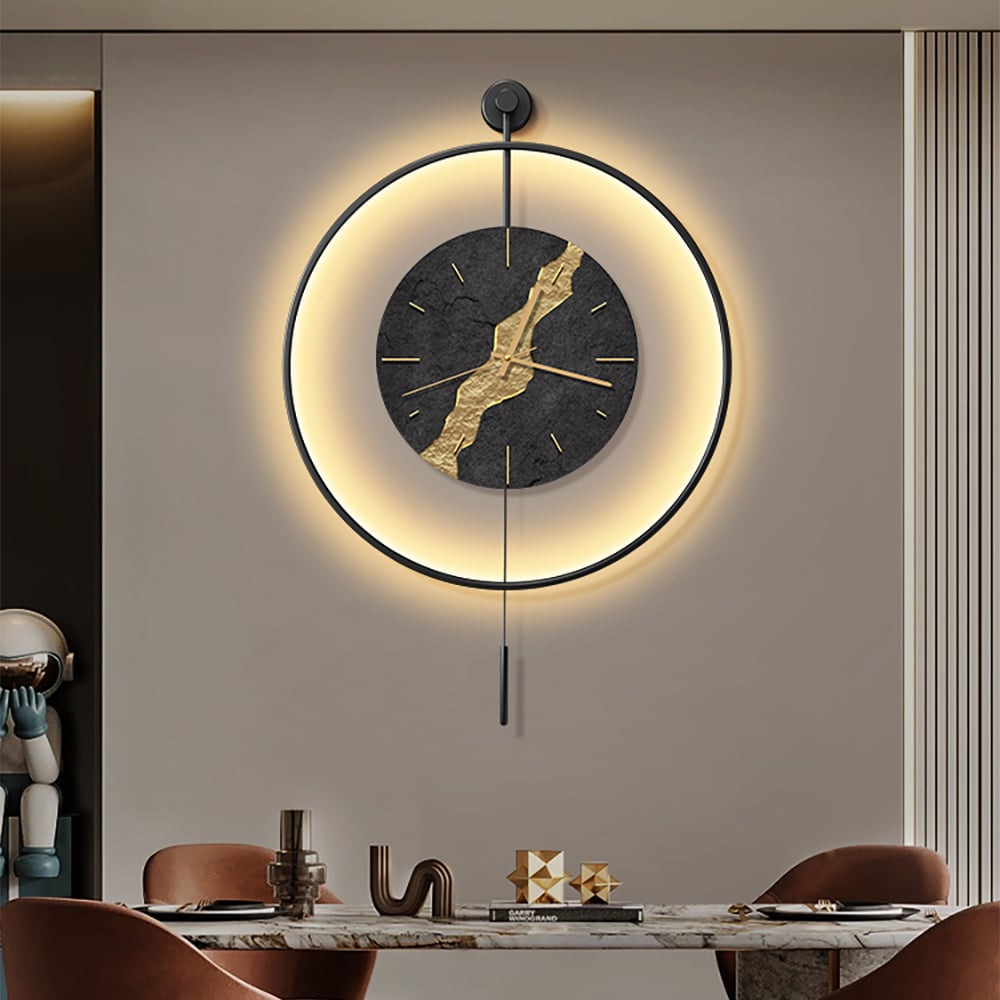 Customer Reviews for Black & Gold LED Light Pendulum Wall Clock Metal Wall Art Silent Wall Clock