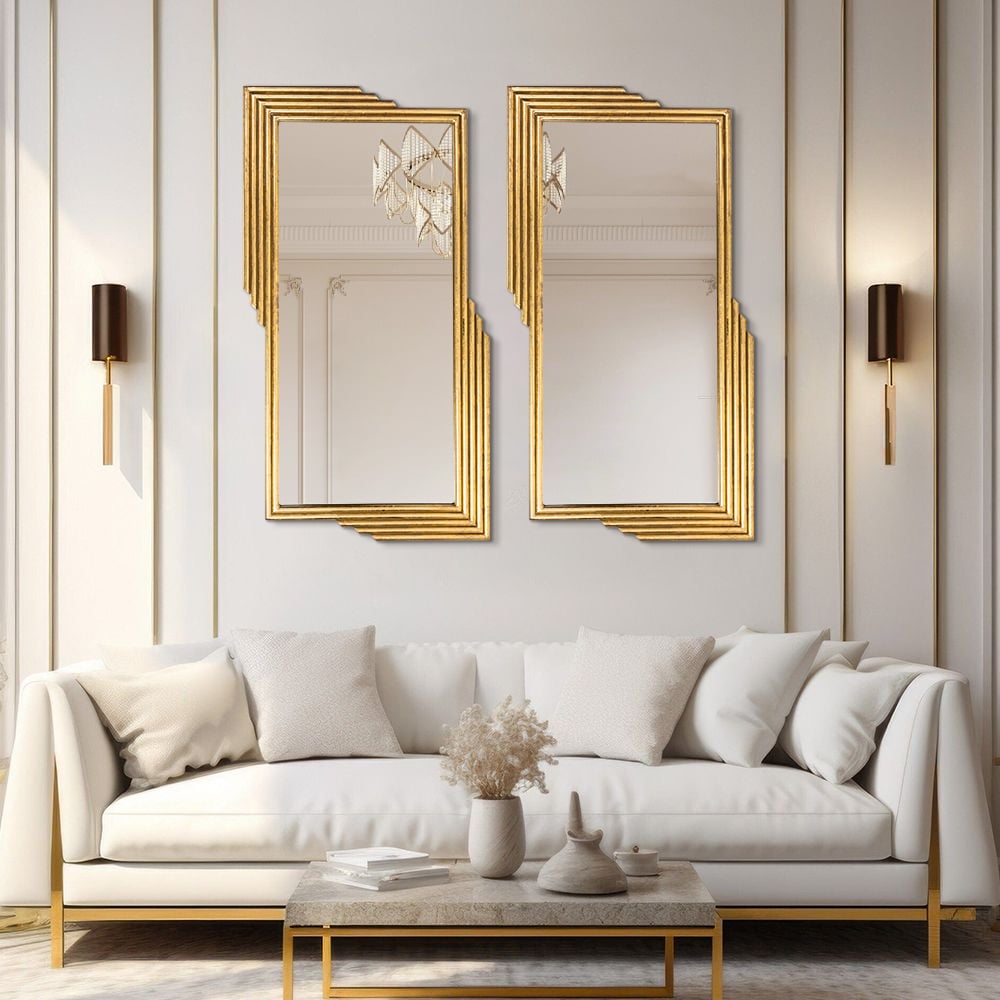 Questions and Answers for Modern Gold Metal Geometric Wall Decorative Mirror Entrance Rectangular Dressing Mirror