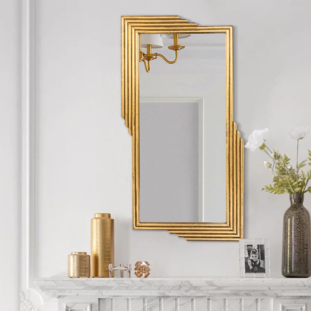 Questions and Answers for Modern Gold Metal Geometric Wall Decorative Mirror Entrance Rectangular Dressing Mirror