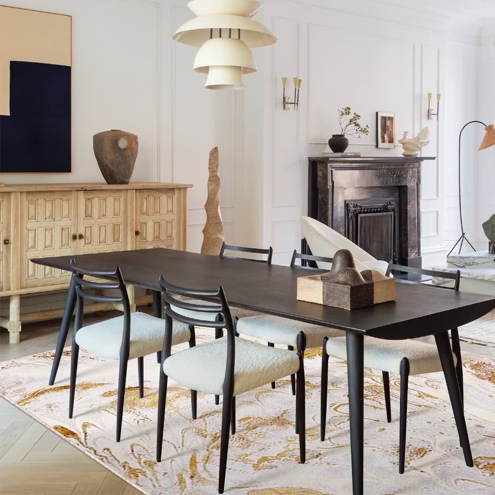 Vragen en antwoorden voor Gradient Gold Abstract tapijt voor de woonkamer, machinewasbaar, antislip, waterdicht vloerkleed