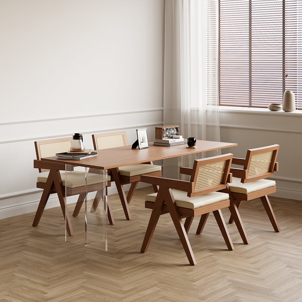 Questions and Answers for Archic Walnut Japandi Rattan Set of 2 Dining Chair with Upholstery & Solid Wood Frame