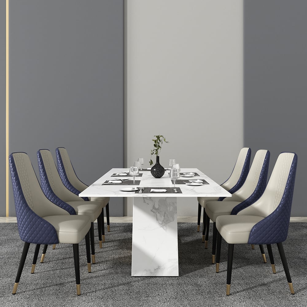 Diamic Series Set of 4 Modern Dining Chairs with Faux Leather Upholstery Gray