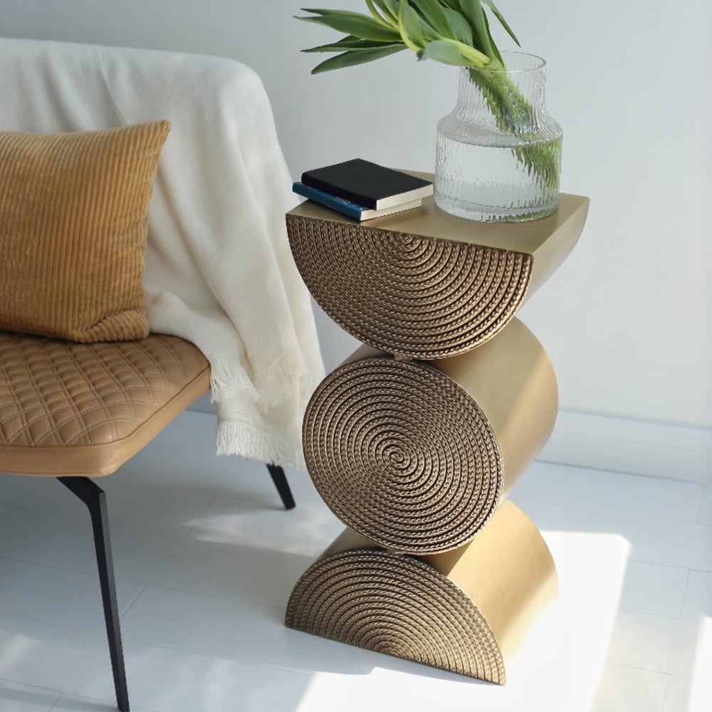 Questions and Answers for 14" Metal Art Decor Gold Side Table