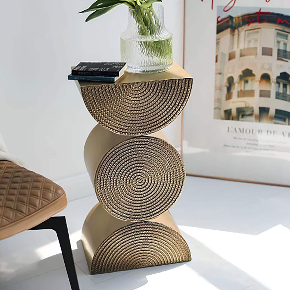 Questions and Answers for 14" Metal Art Decor Gold Side Table